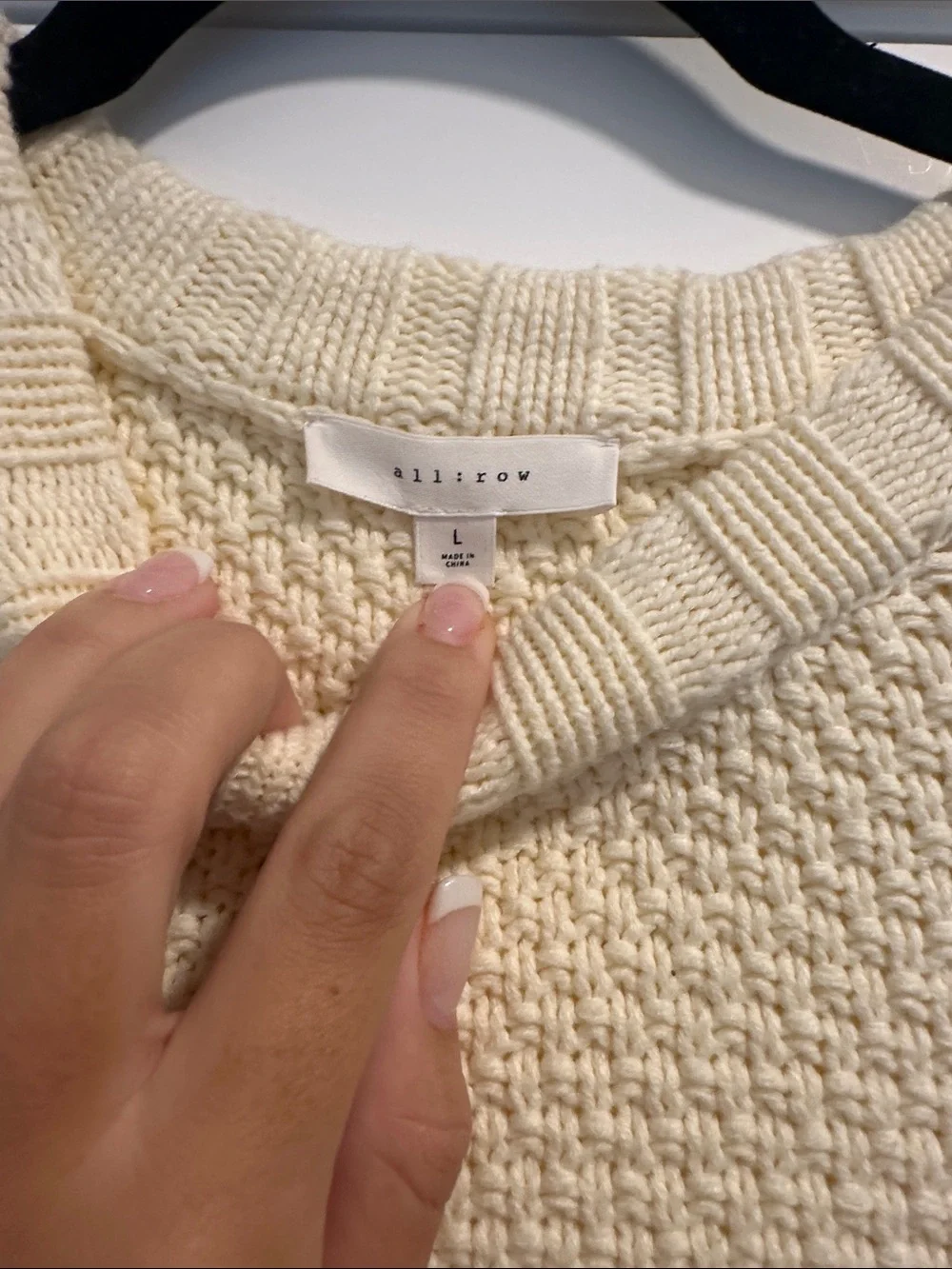 All:row Cream Cable-Knit Cropped Sweater